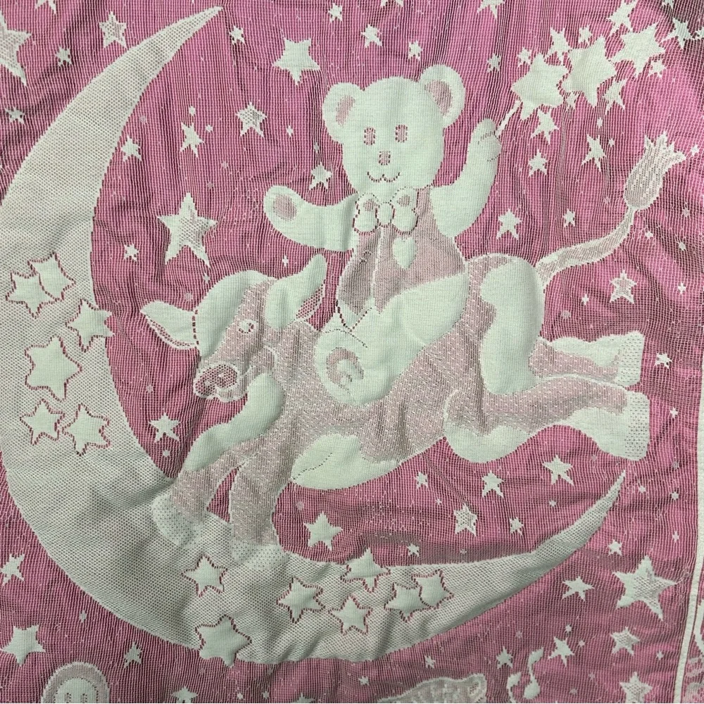 Vintage Storybook Nursery Wall Hanging Mother Goose, Pink and White‎ Appliqué